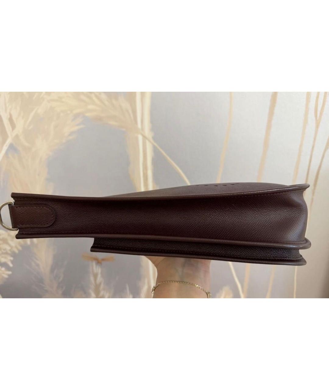 HERMES Бордовая кожаная сумка тоут, фото 3