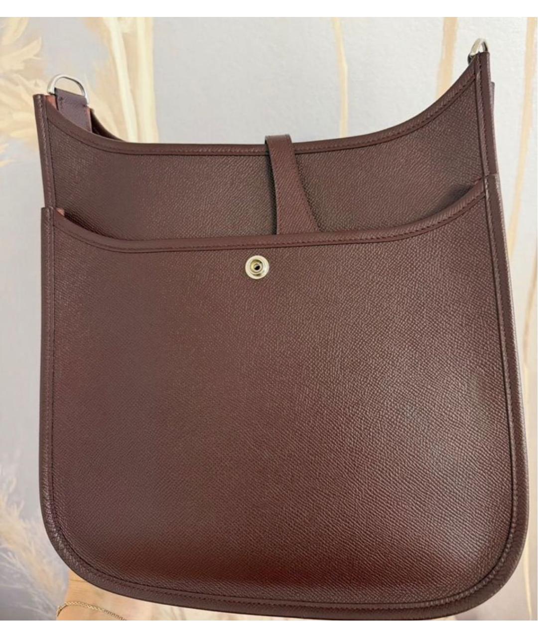 HERMES Бордовая кожаная сумка тоут, фото 2