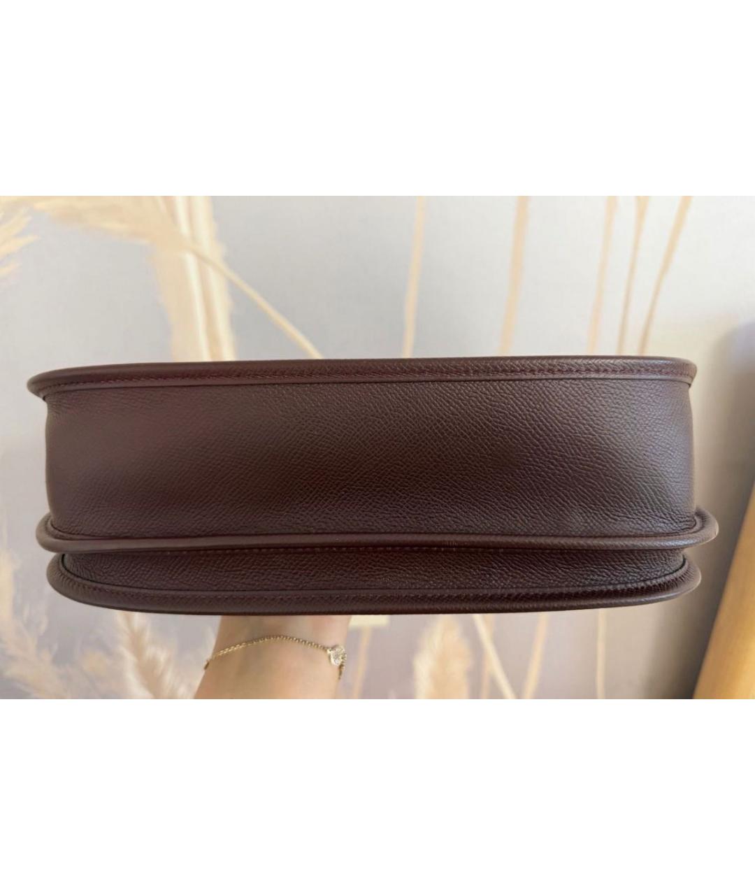 HERMES Бордовая кожаная сумка тоут, фото 4