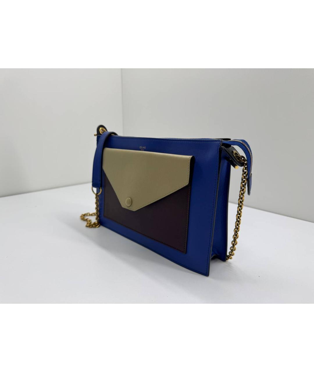 CELINE Синяя кожаная сумка через плечо, фото 4