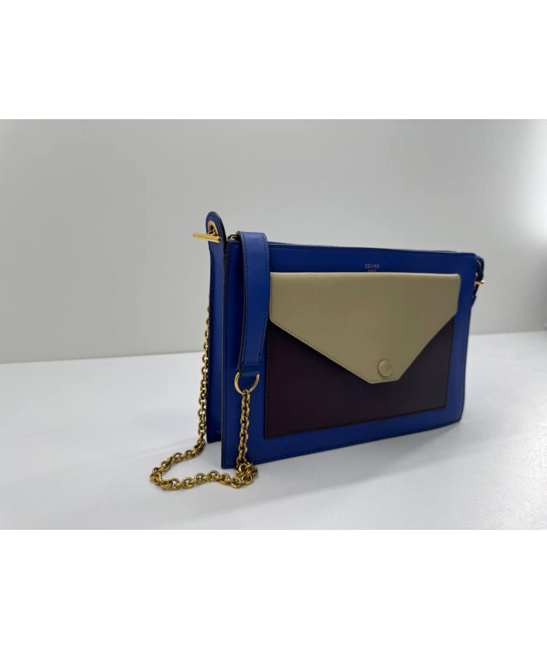 CELINE Синяя кожаная сумка через плечо, фото 5