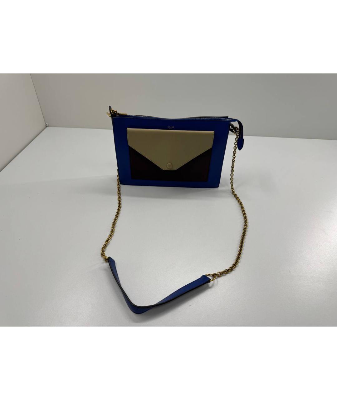 CELINE Синяя кожаная сумка через плечо, фото 2