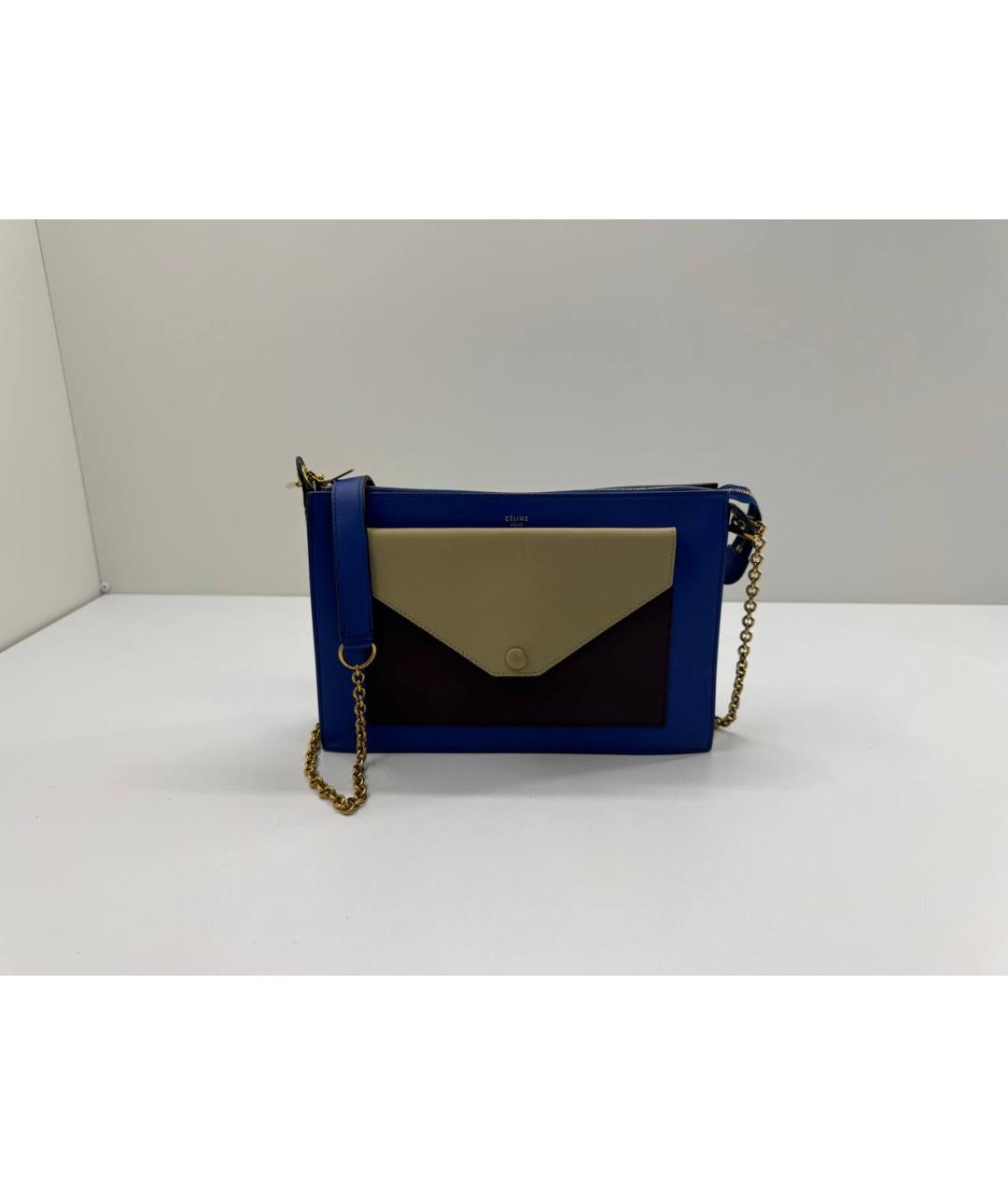 CELINE Синяя кожаная сумка через плечо, фото 10