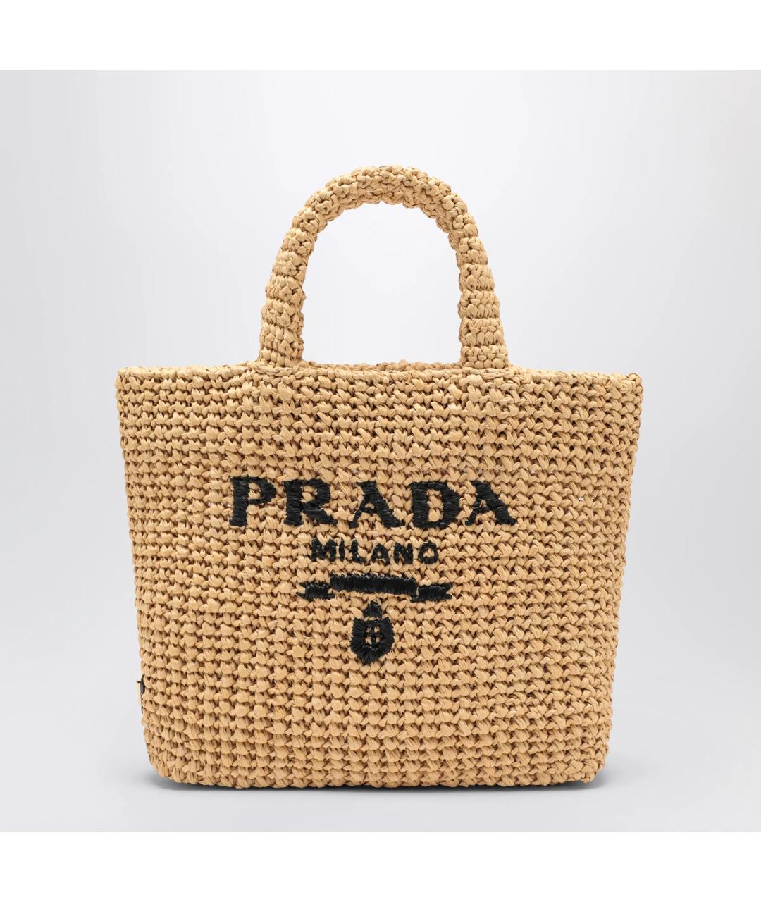 PRADA Бежевая пелетеная сумка тоут, фото 3
