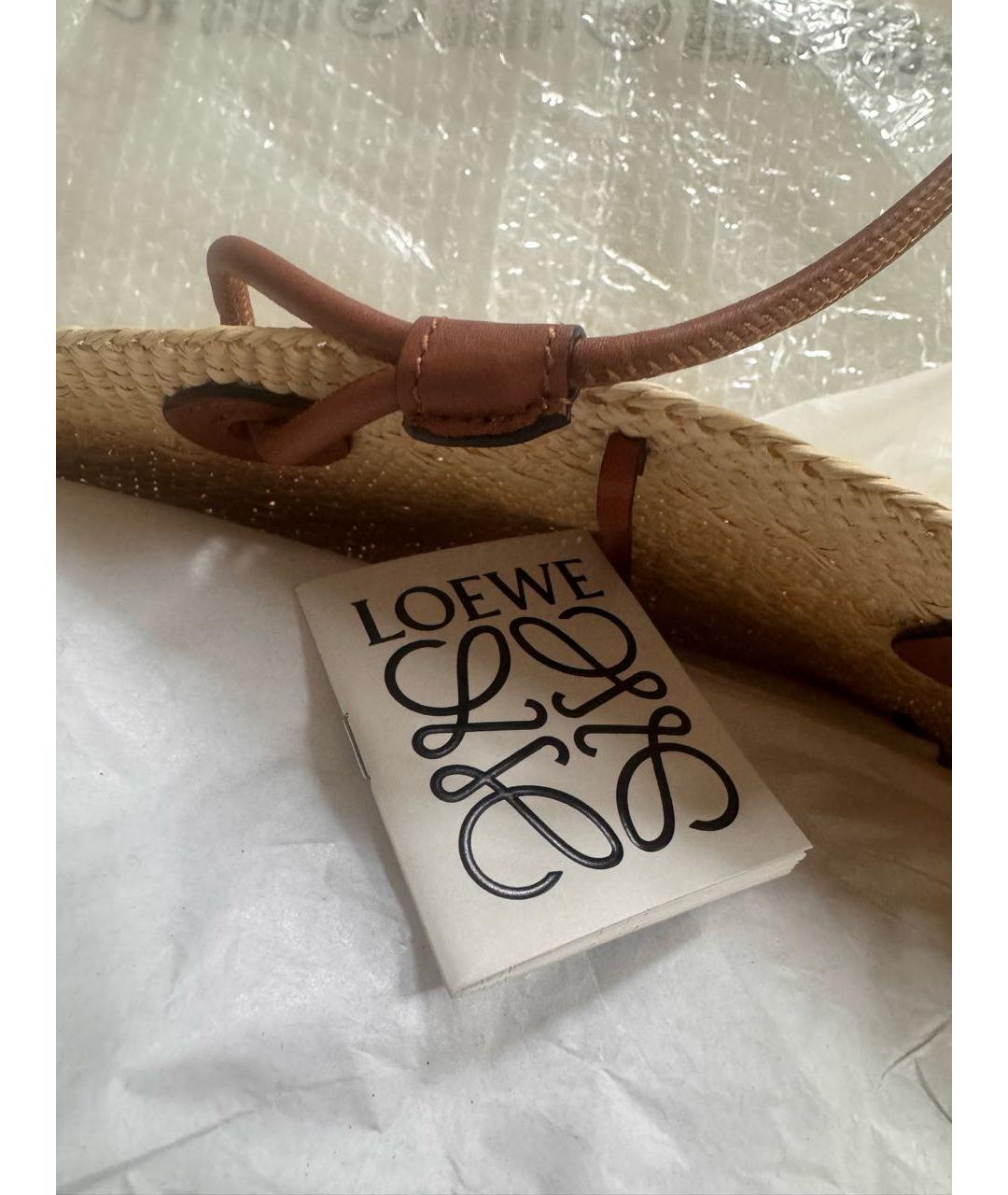 LOEWE Бежевая пелетеная пляжная сумка, фото 6