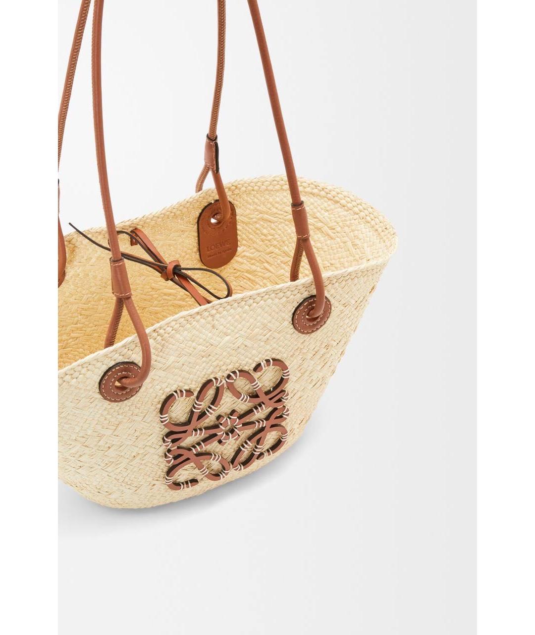 LOEWE Бежевая пелетеная пляжная сумка, фото 2