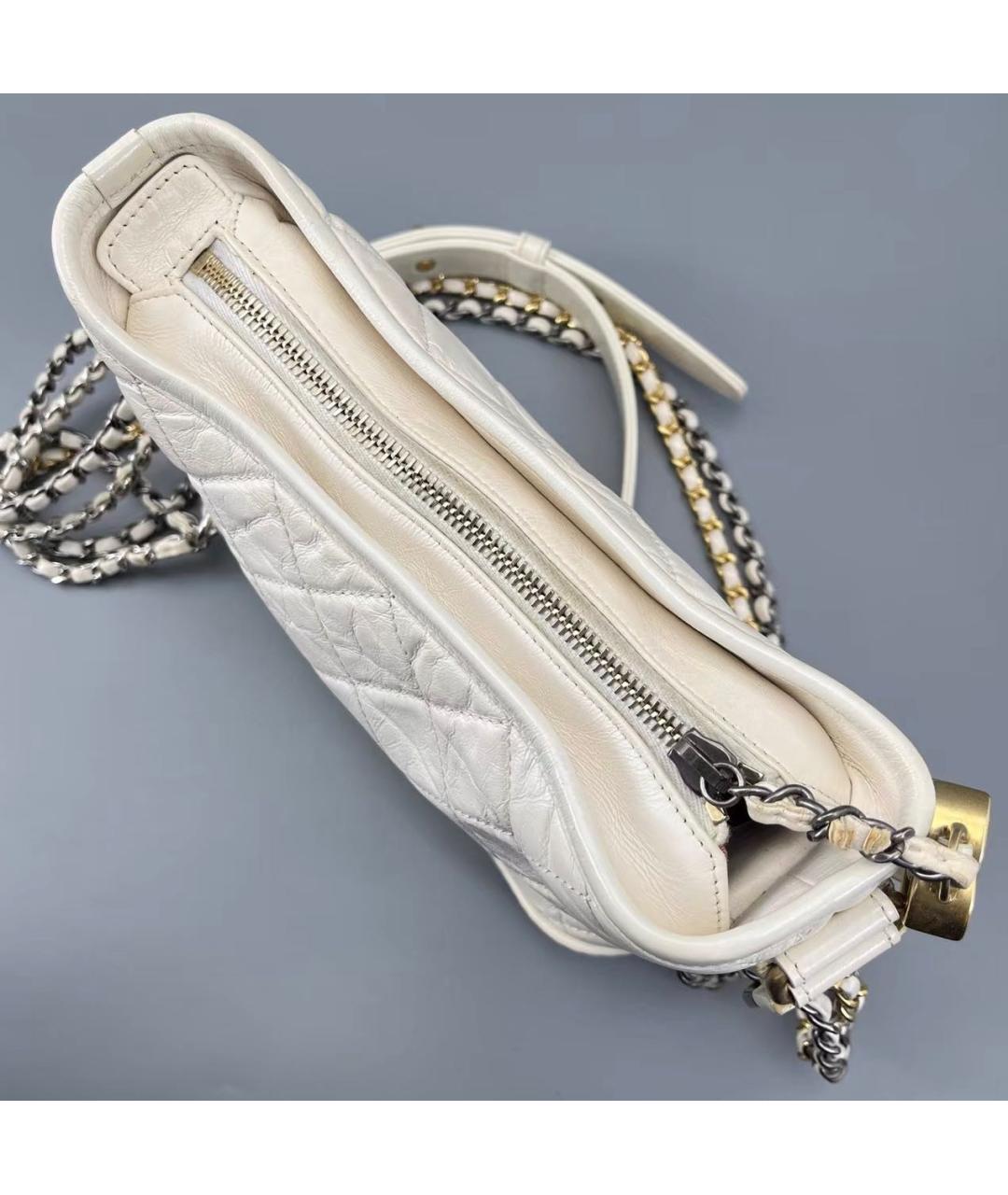 CHANEL Белая кожаная сумка через плечо, фото 4