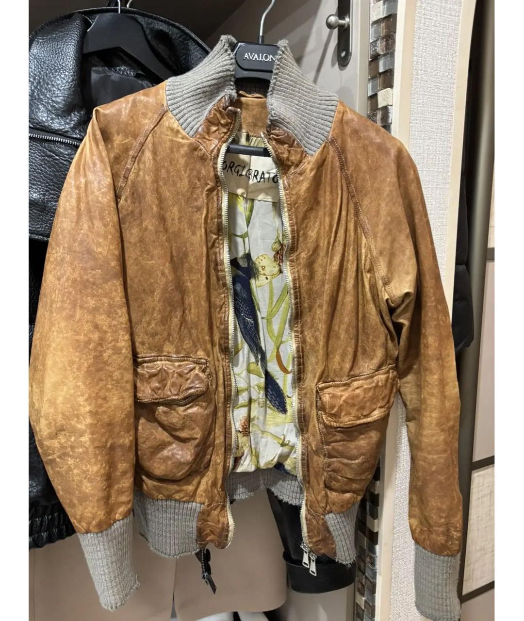 GIORGIO BRATO Горчичная кожаная куртка, фото 8