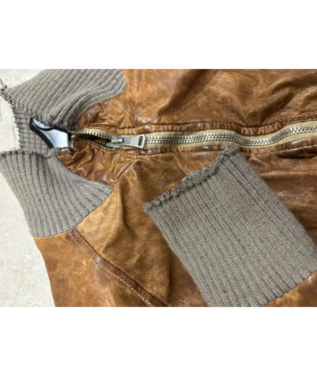 GIORGIO BRATO Горчичная кожаная куртка, фото 4