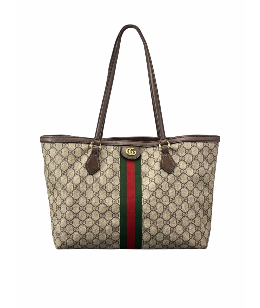 GUCCI Коричневая кожаная сумка тоут, фото 1