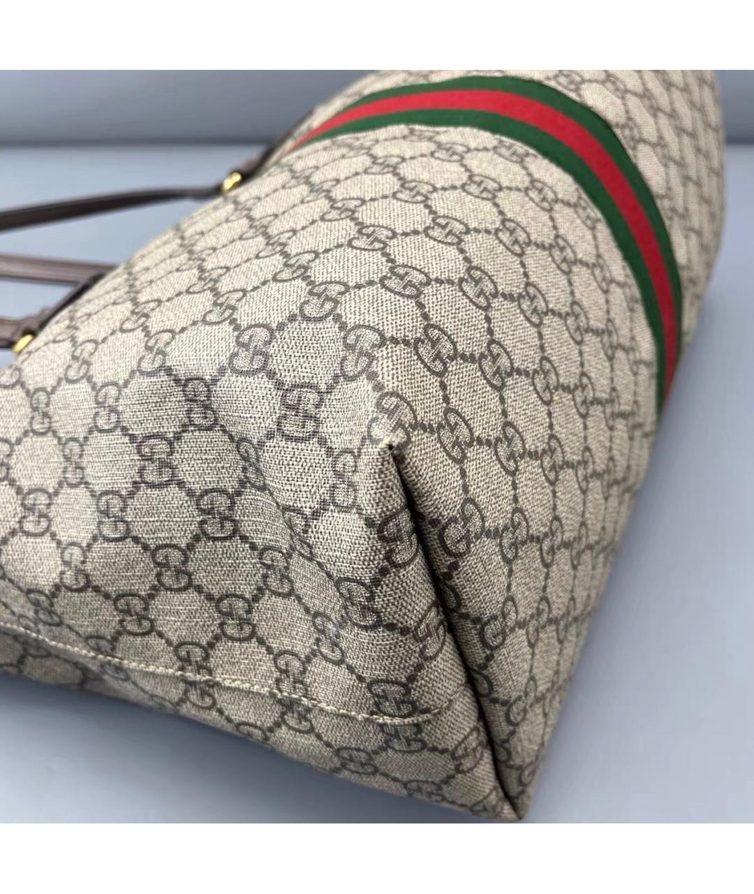 GUCCI Коричневая кожаная сумка тоут, фото 7