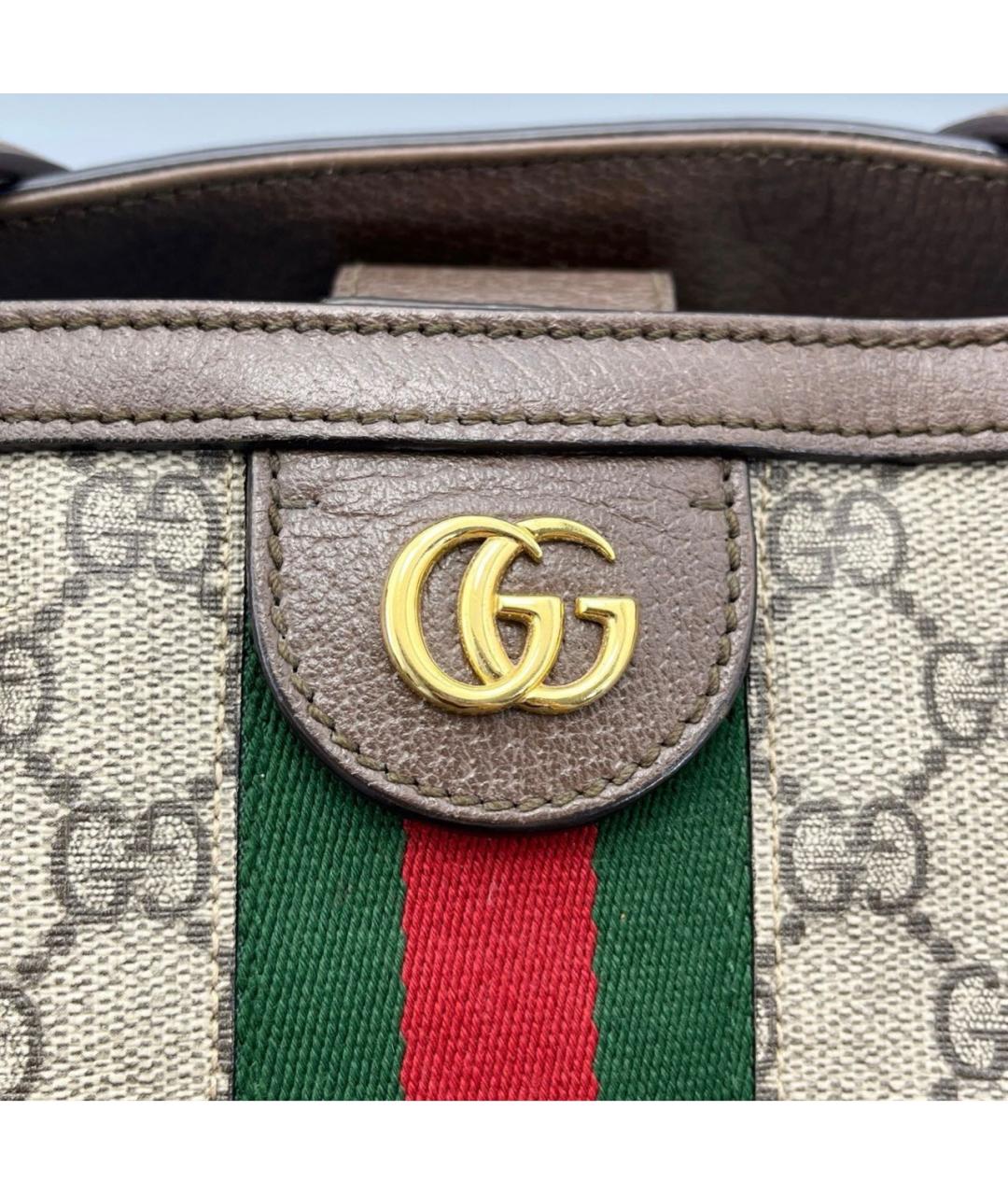 GUCCI Коричневая кожаная сумка тоут, фото 5