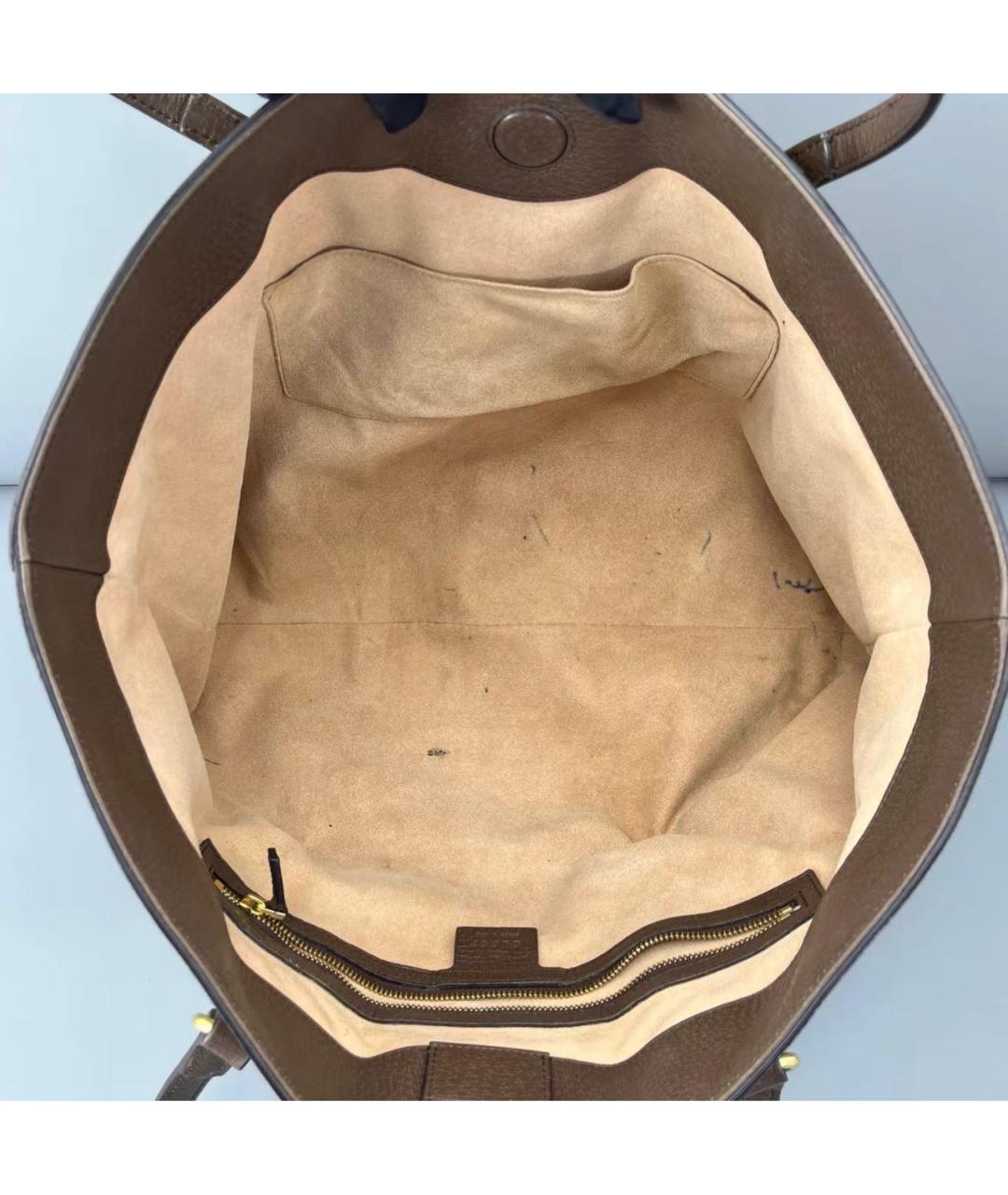 GUCCI Коричневая кожаная сумка тоут, фото 8