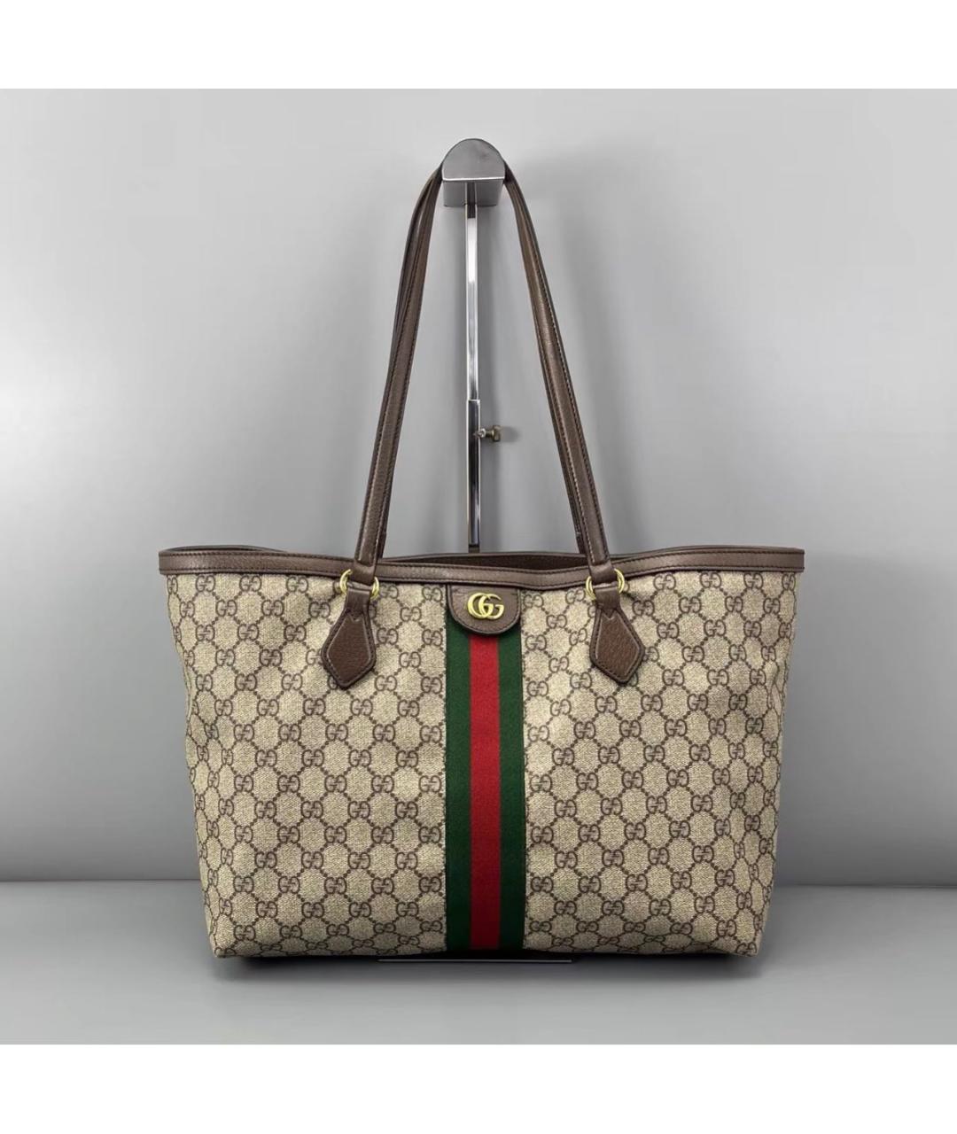 GUCCI Коричневая кожаная сумка тоут, фото 9