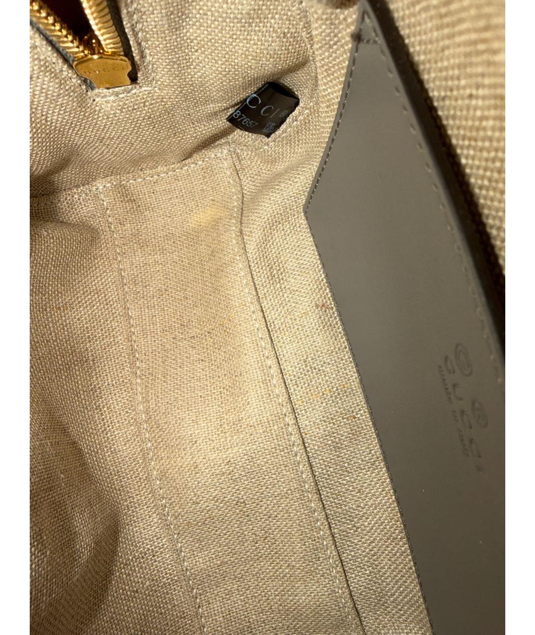 GUCCI Серая кожаная сумка с короткими ручками, фото 5