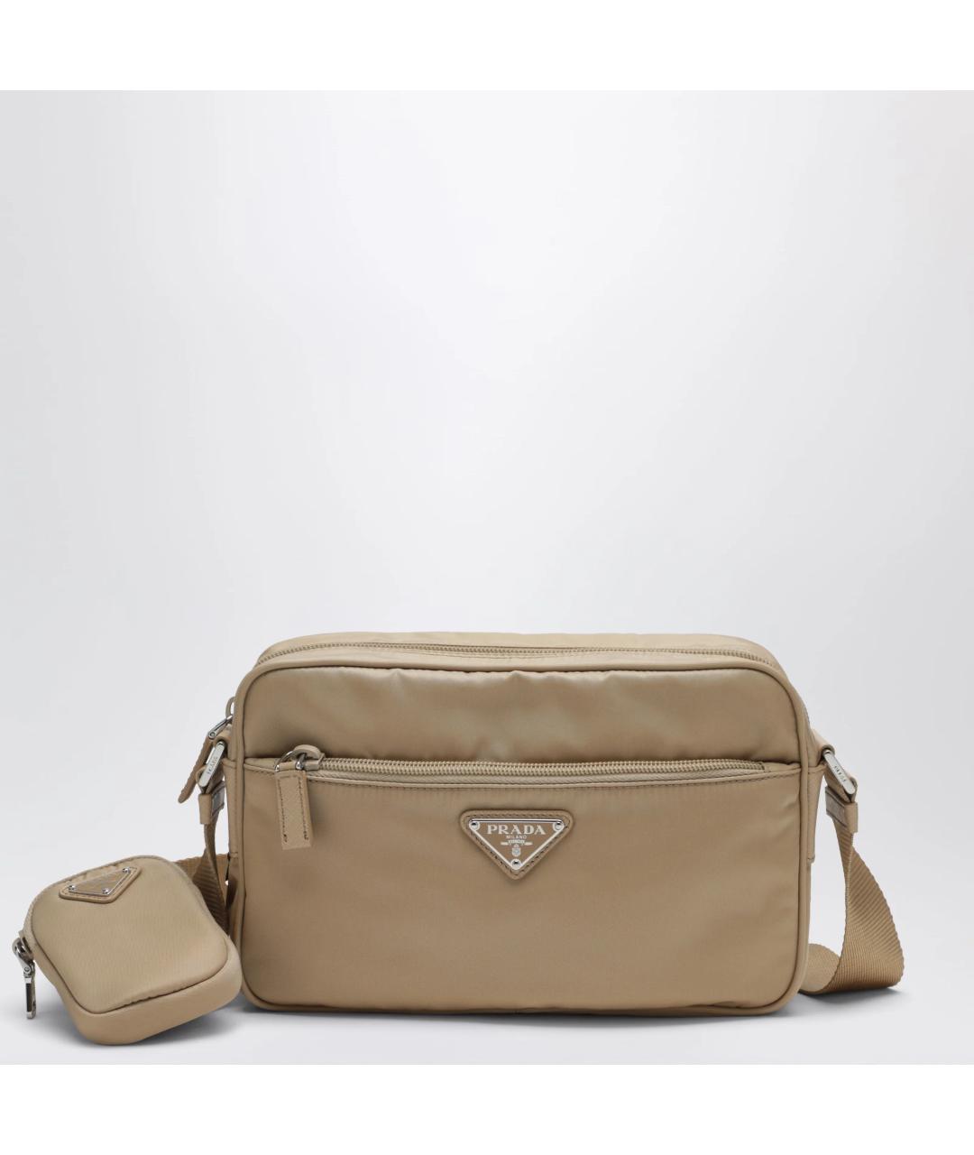 PRADA Бежевая тканевая сумка через плечо, фото 3
