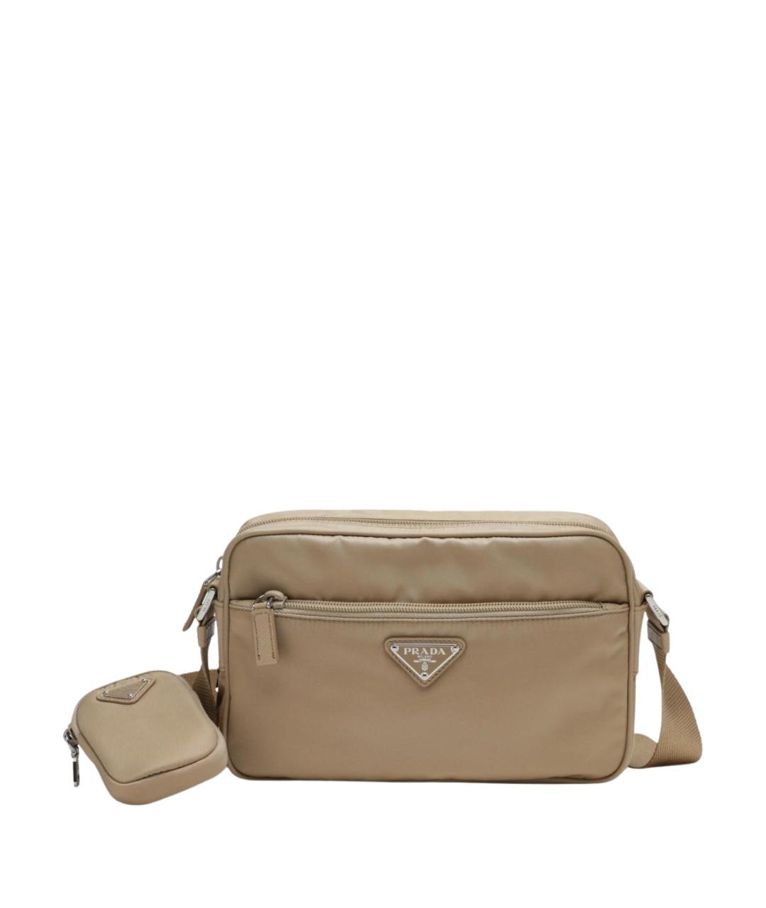 PRADA Бежевая тканевая сумка через плечо, фото 1