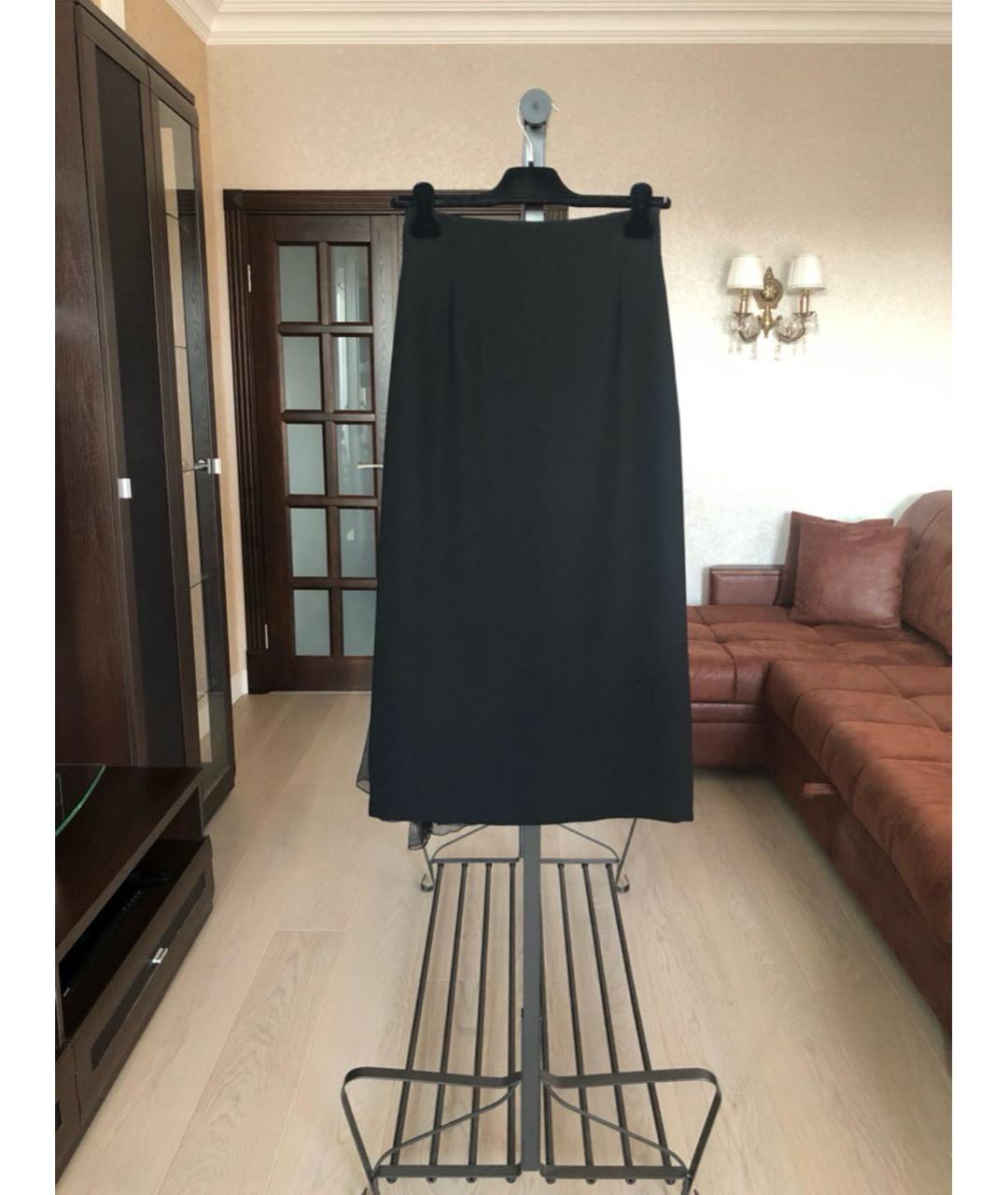LANVIN Черная шелковая юбка миди, фото 7