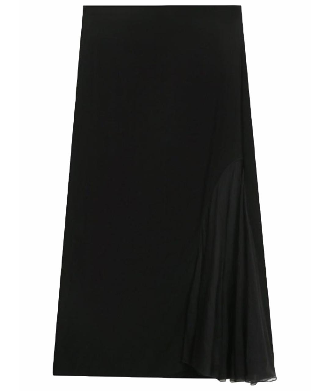 LANVIN Черная шелковая юбка миди, фото 1