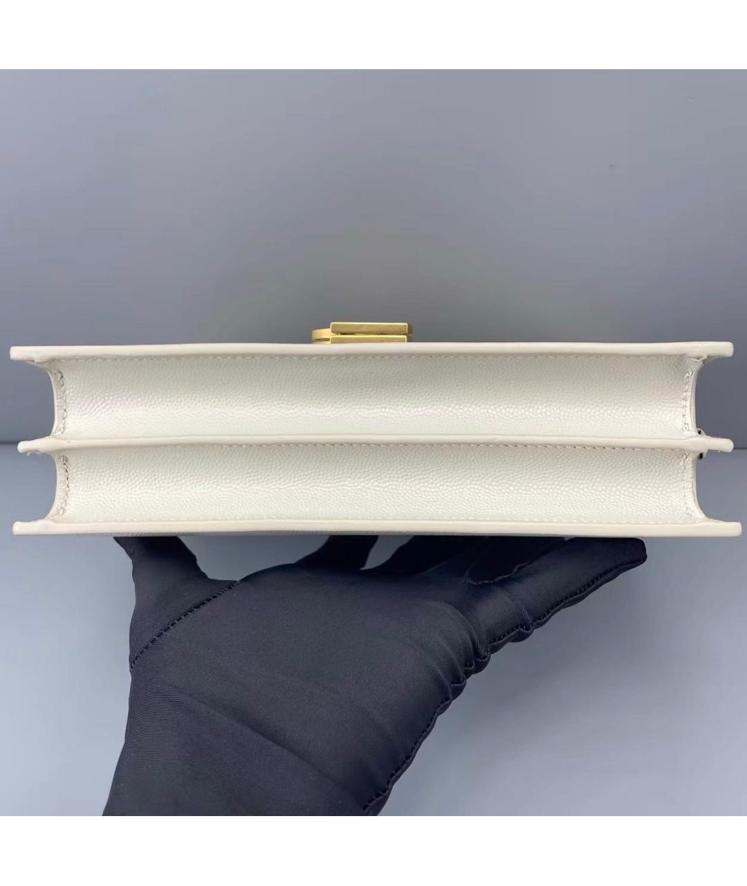 SAINT LAURENT Бежевая кожаная сумка через плечо, фото 4