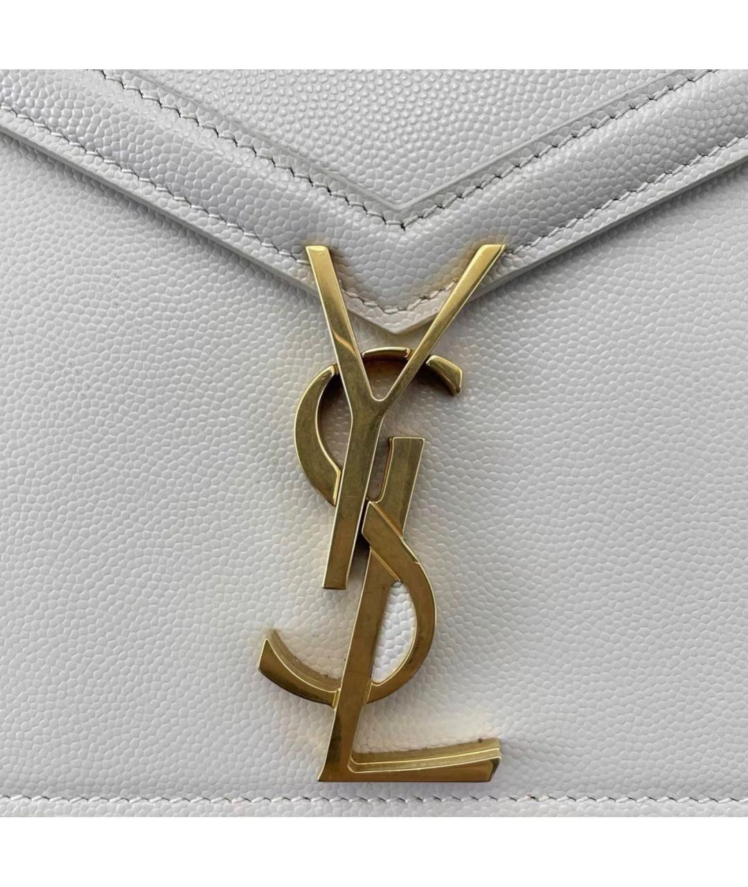 SAINT LAURENT Бежевая кожаная сумка через плечо, фото 6