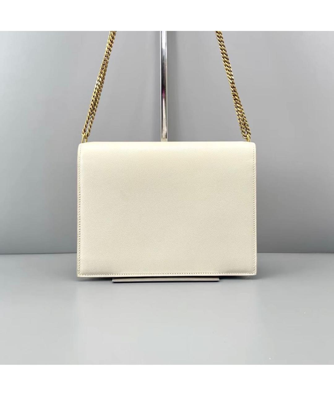 SAINT LAURENT Бежевая кожаная сумка через плечо, фото 2