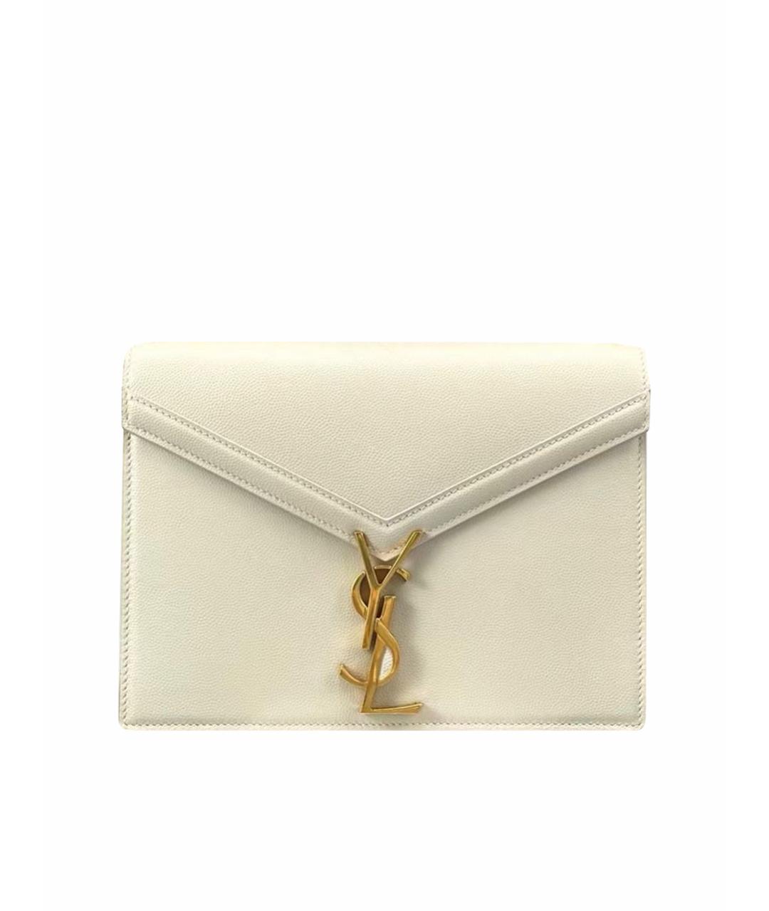 SAINT LAURENT Бежевая кожаная сумка через плечо, фото 1