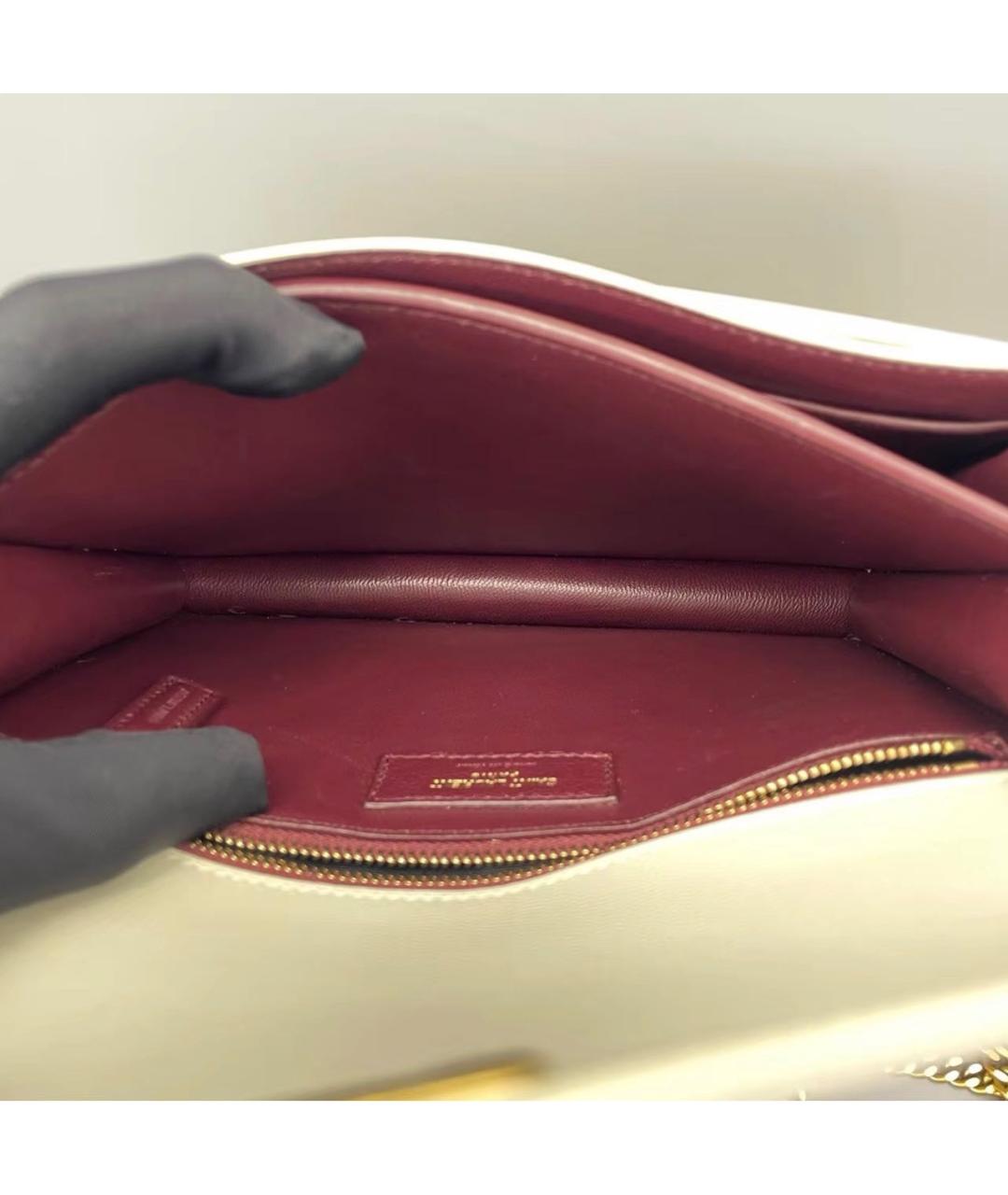 SAINT LAURENT Бежевая кожаная сумка через плечо, фото 8