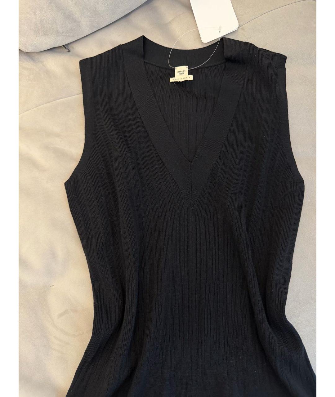 HERMES Черное шерстяное повседневное платье, фото 2