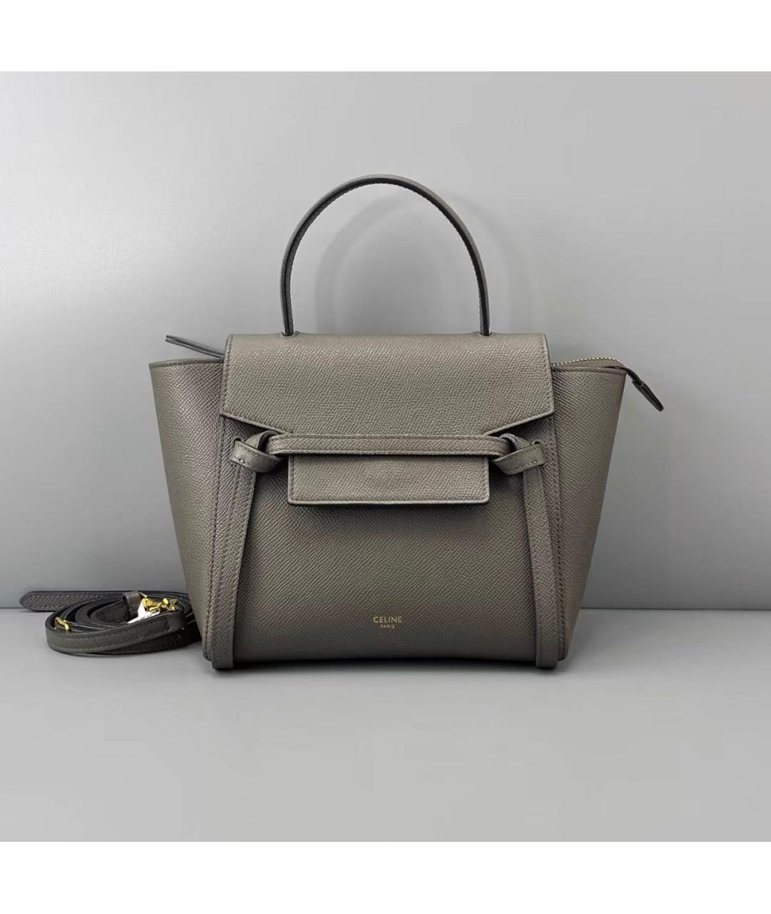 CELINE Антрацитовая кожаная сумка через плечо, фото 8