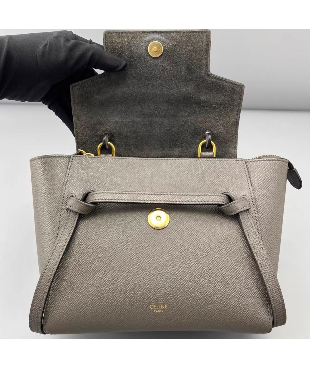 CELINE Антрацитовая кожаная сумка через плечо, фото 6