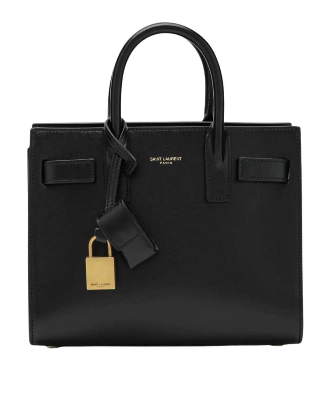 SAINT LAURENT Черная кожаная сумка тоут, фото 1