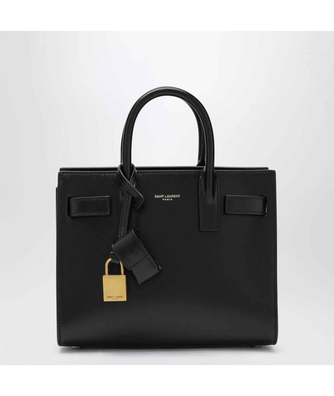 SAINT LAURENT Черная кожаная сумка тоут, фото 3