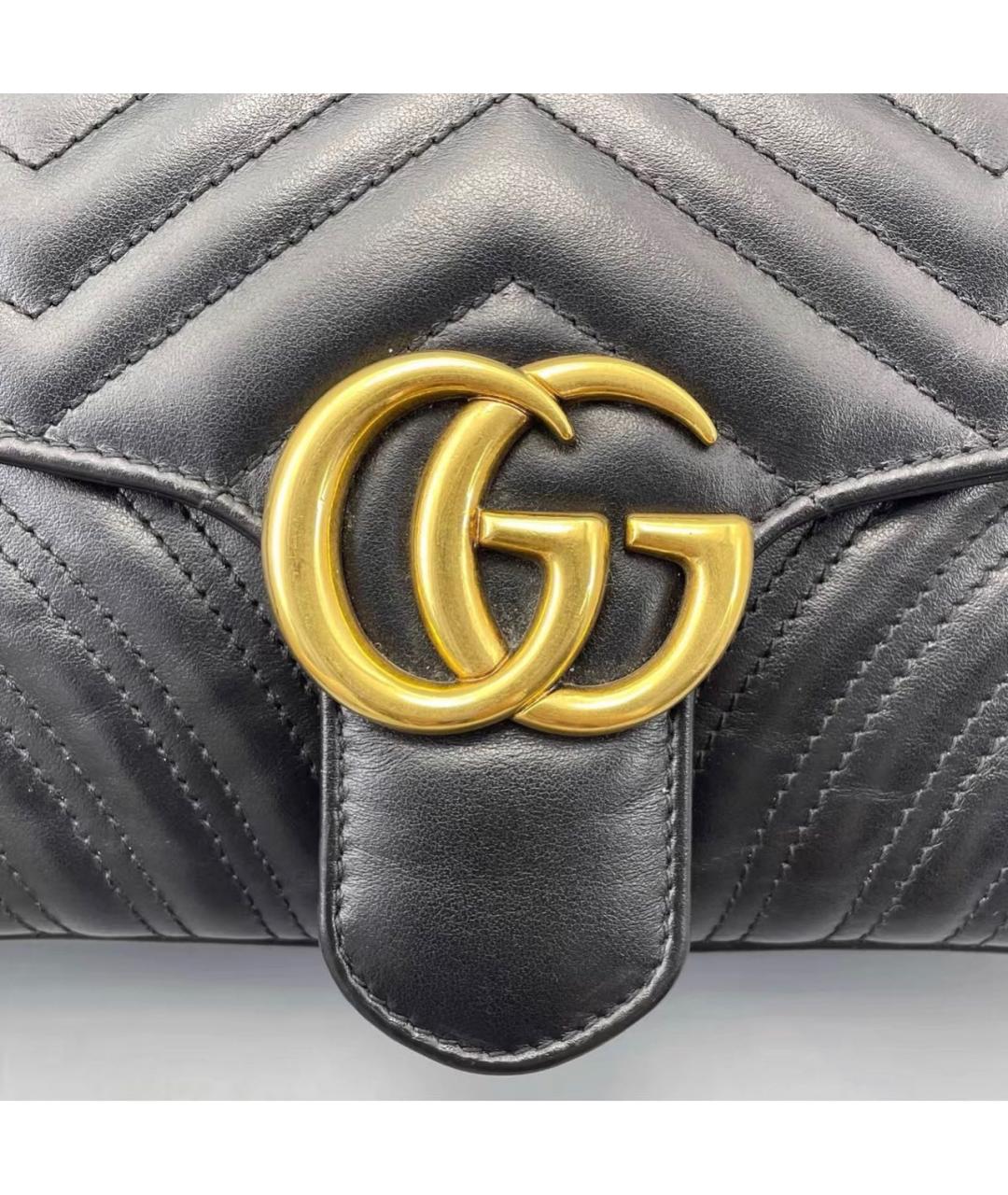 GUCCI Черная кожаная сумка через плечо, фото 5