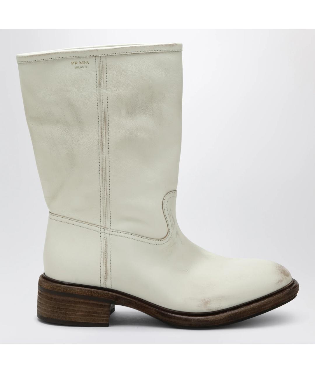 PRADA Белые кожаные сапоги, фото 3