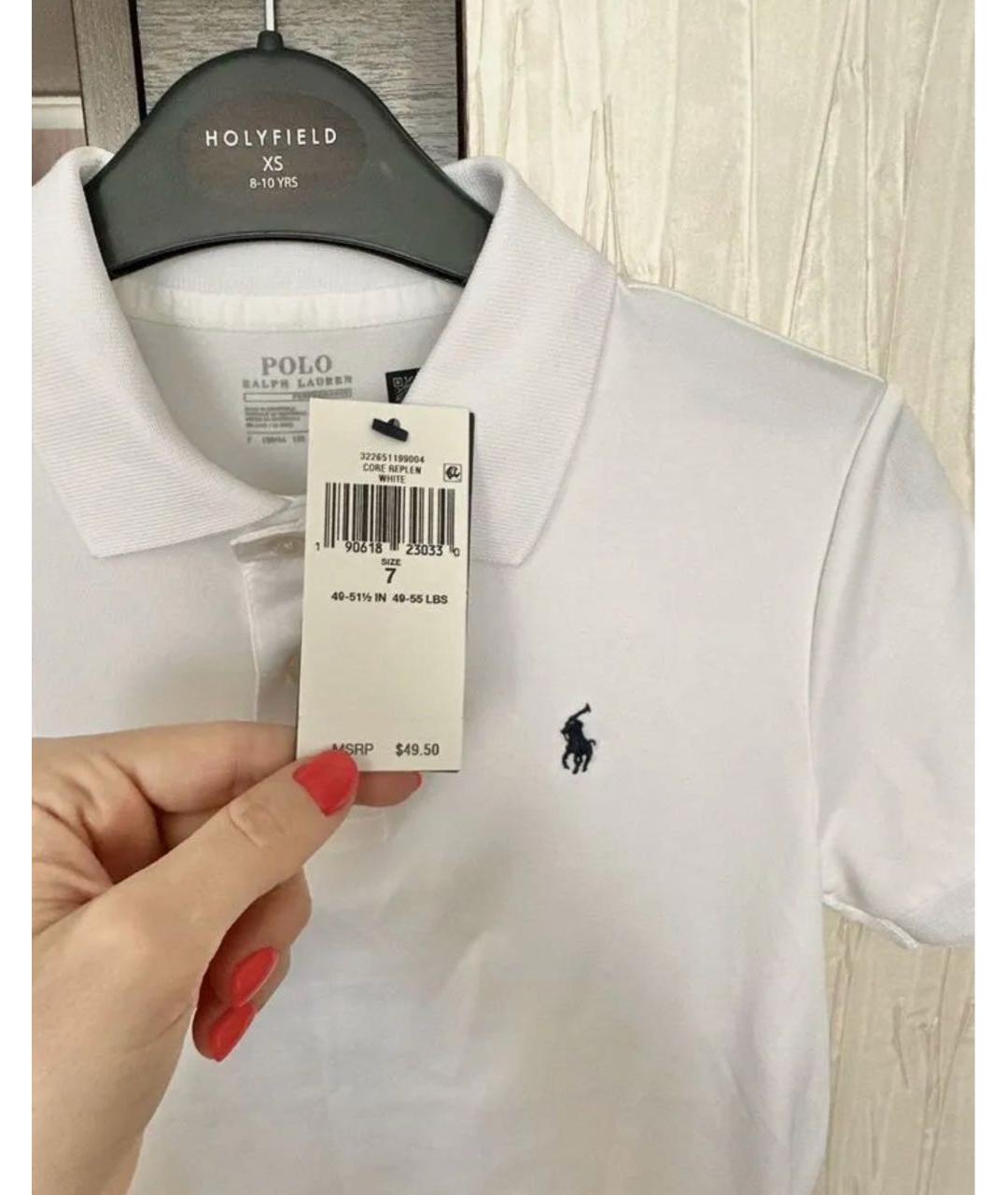 POLO RALPH LAUREN Белая полиэстеровая детская футболка, фото 3