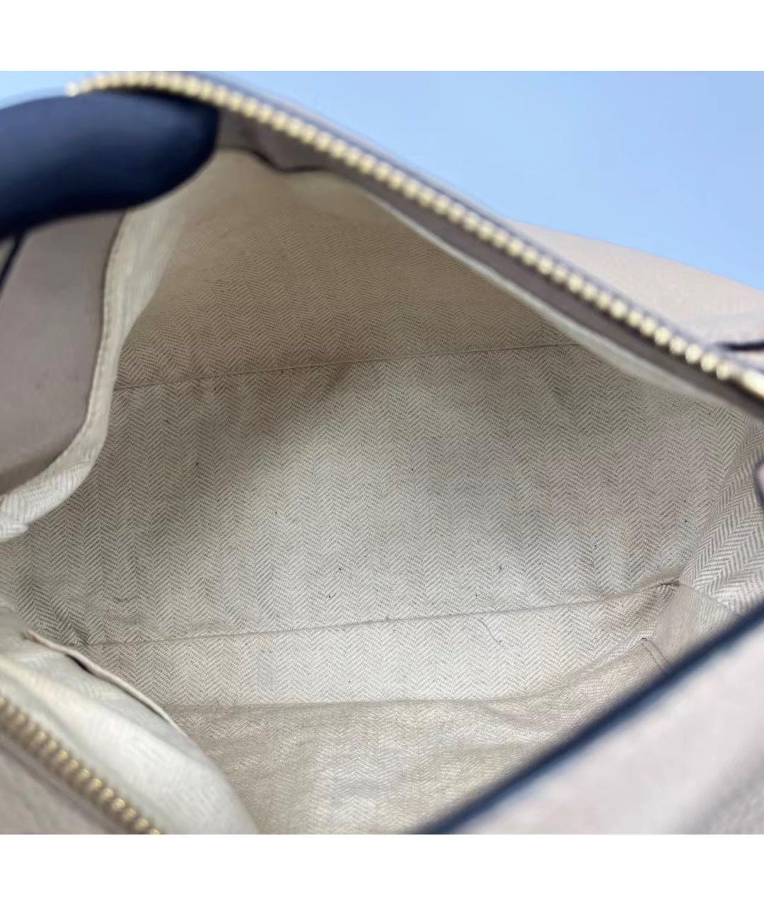 LOEWE Бежевая кожаная сумка с короткими ручками, фото 7