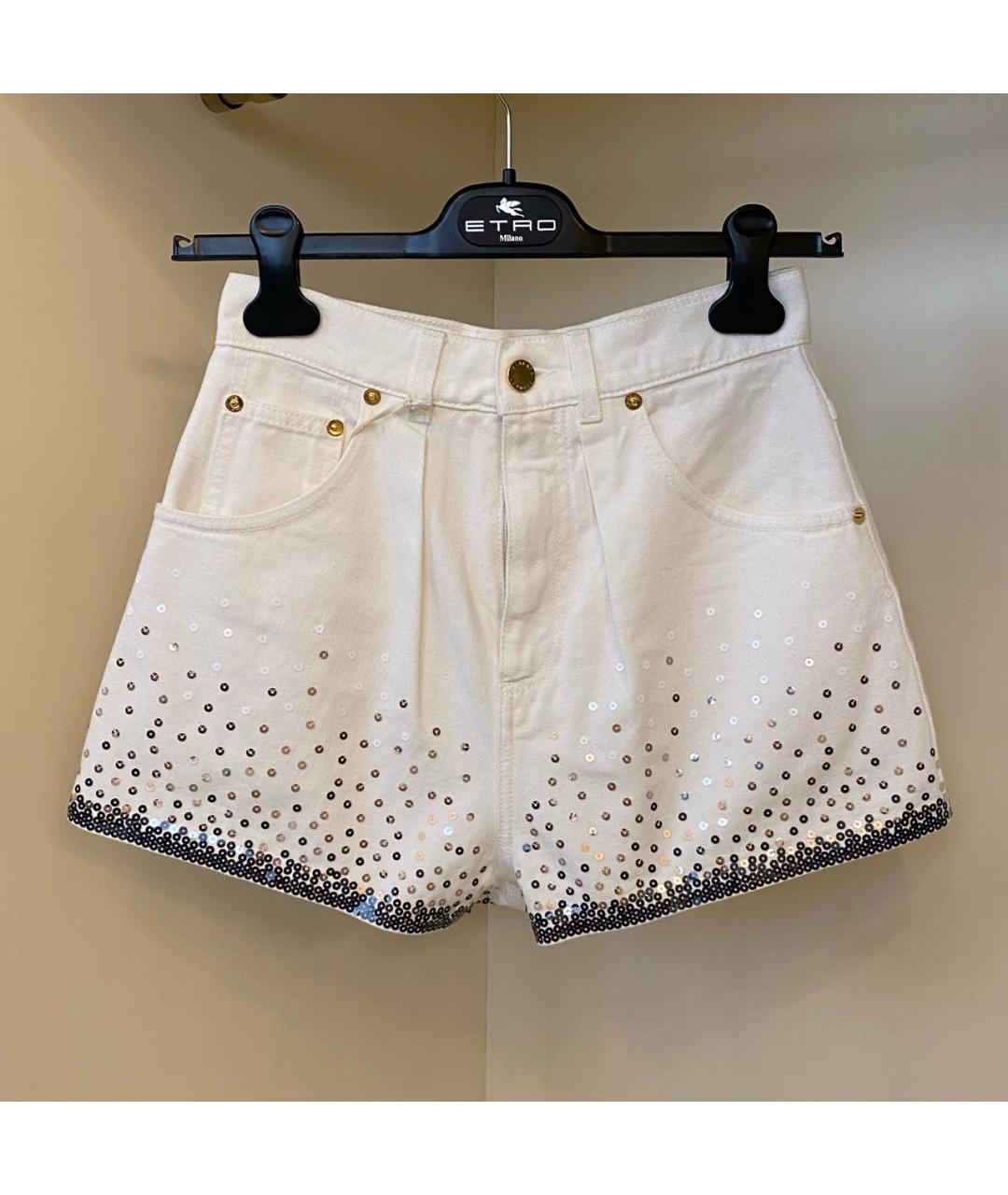 ALBERTA FERRETTI Белые хлопко-эластановые шорты, фото 5