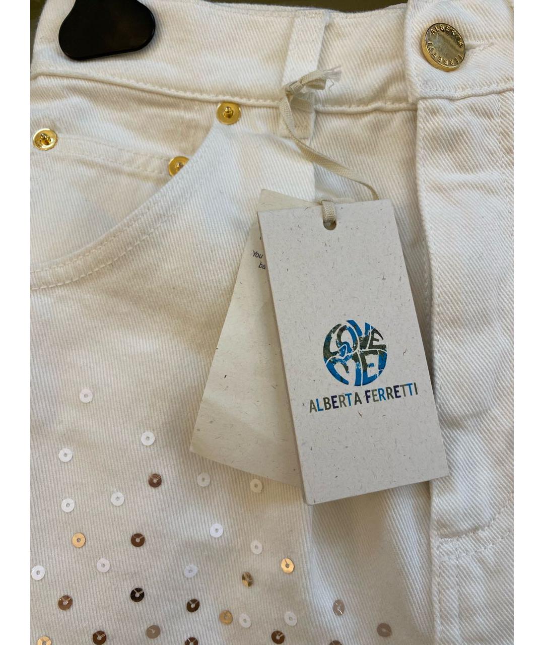 ALBERTA FERRETTI Белые хлопко-эластановые шорты, фото 7