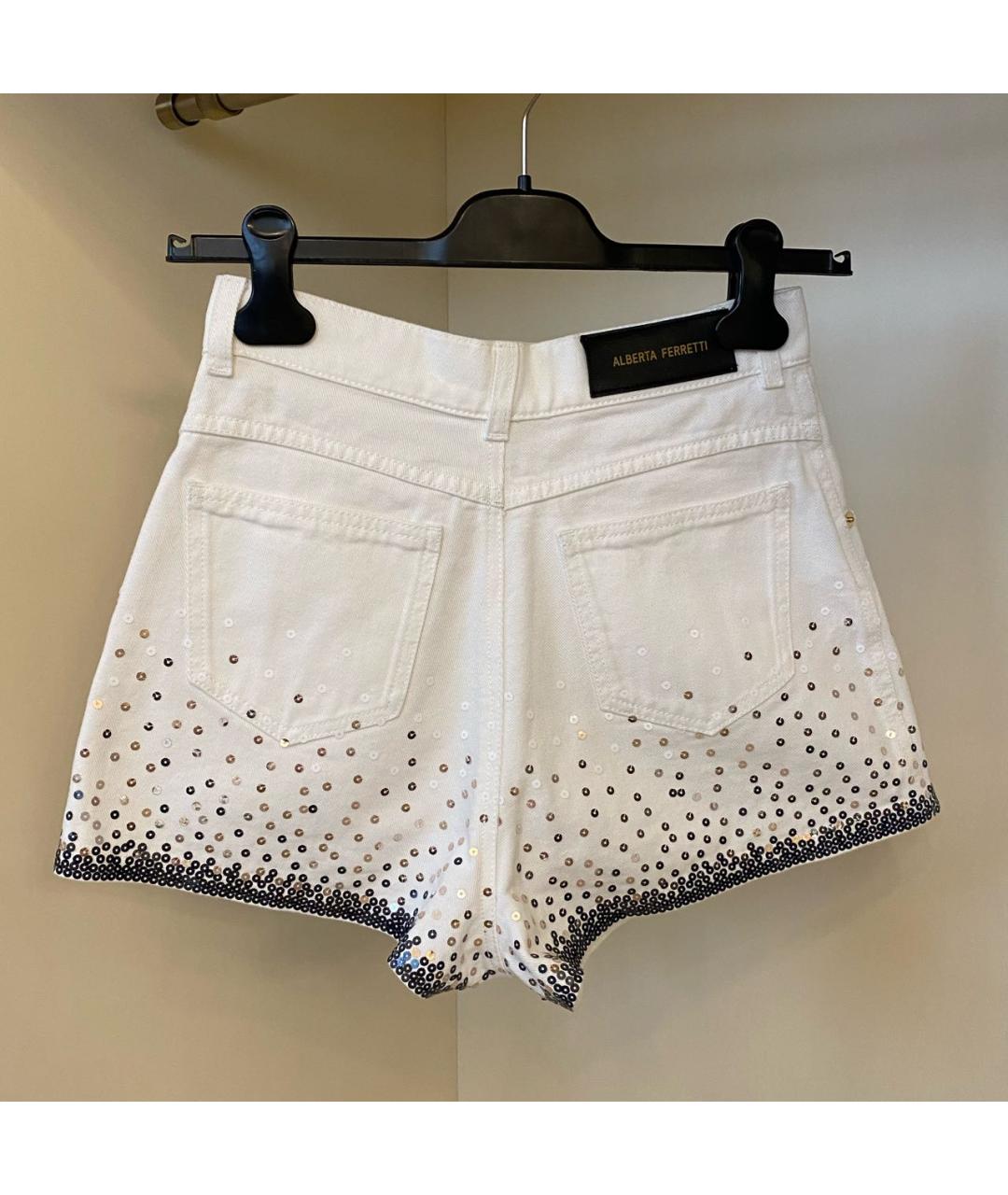 ALBERTA FERRETTI Белые хлопко-эластановые шорты, фото 6