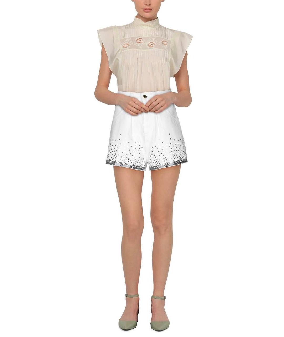 ALBERTA FERRETTI Белые хлопко-эластановые шорты, фото 4