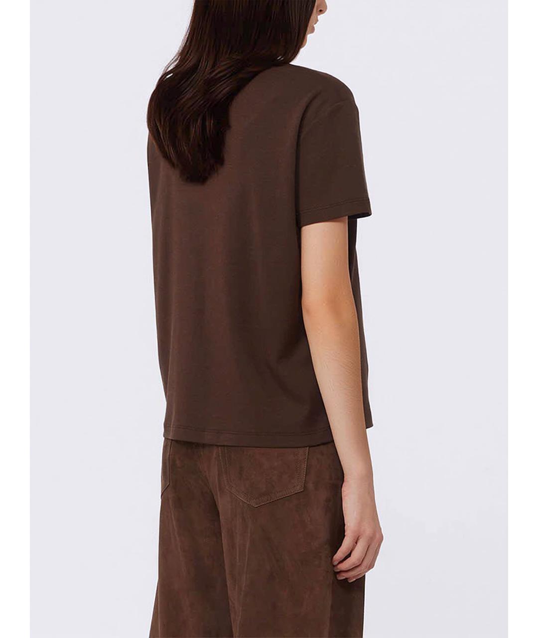 'S MAX MARA Коричневая хлопковая футболка, фото 3