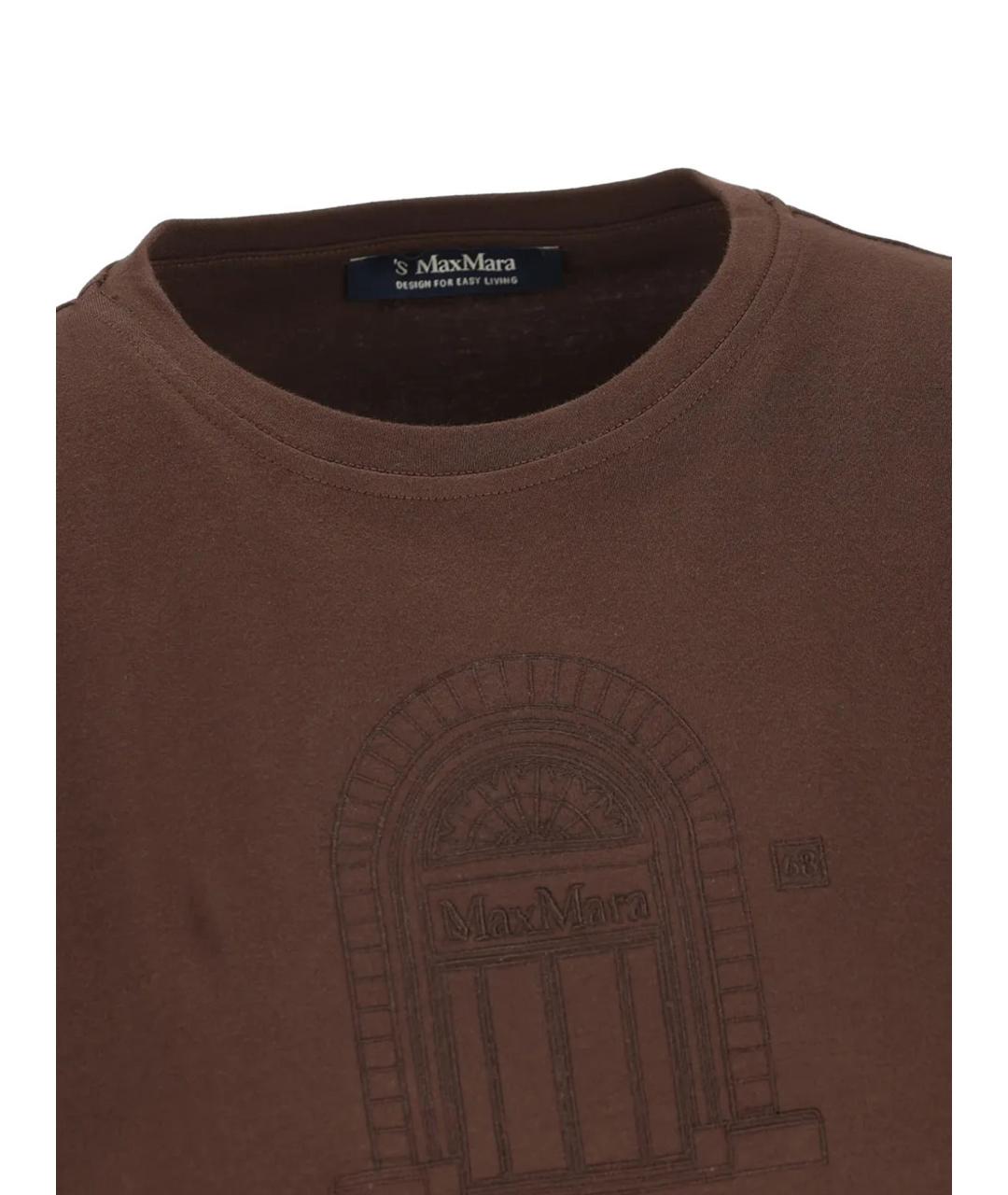'S MAX MARA Коричневая хлопковая футболка, фото 5