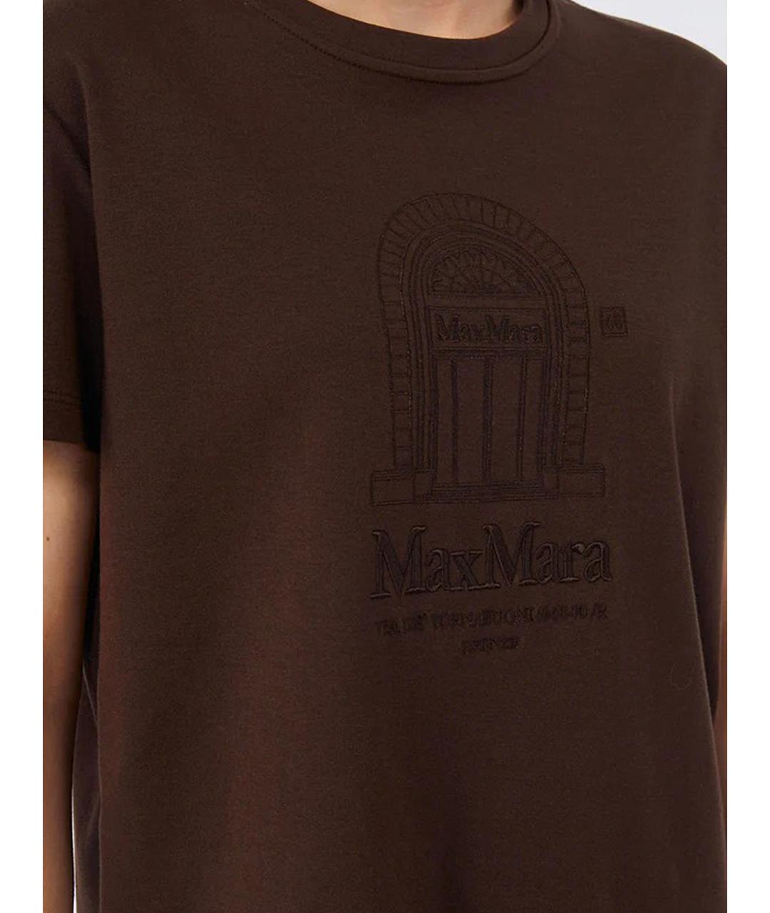 'S MAX MARA Коричневая хлопковая футболка, фото 2