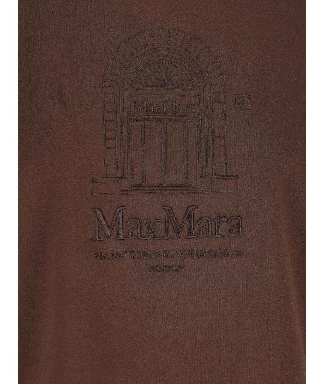 'S MAX MARA Коричневая хлопковая футболка, фото 4