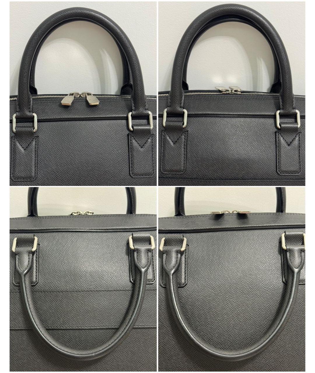 LOUIS VUITTON Черный кожаный портфель, фото 8