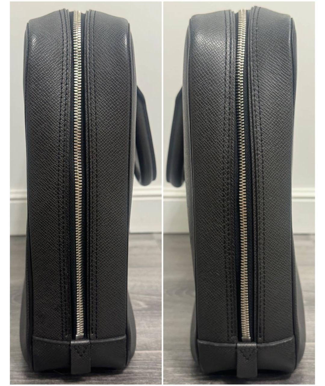 LOUIS VUITTON Черный кожаный портфель, фото 3