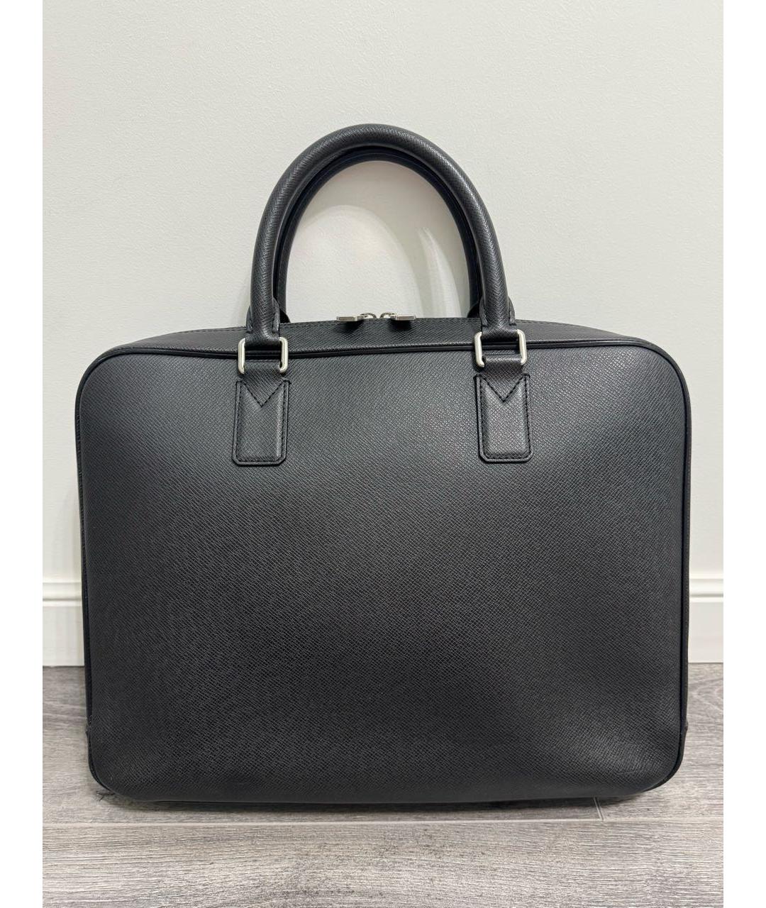 LOUIS VUITTON Черный кожаный портфель, фото 9