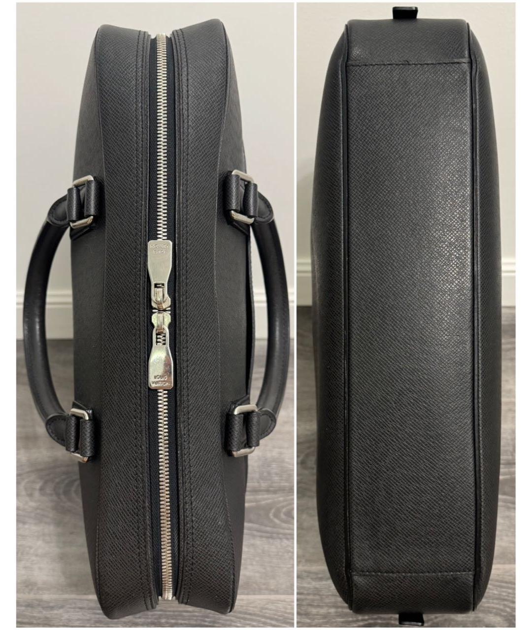 LOUIS VUITTON Черный кожаный портфель, фото 4