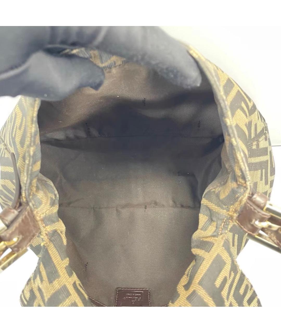 FENDI Коричневая кожаная сумка с короткими ручками, фото 5